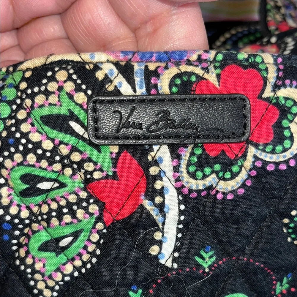 Vera Bradley Black Bohemian Paisley Floral Small Tote with Multicolor Accents - Picture 2 of 9